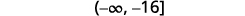 Write the solution in interval notation. It is negative infinity to negative 16 within a parenthesis and bracket.