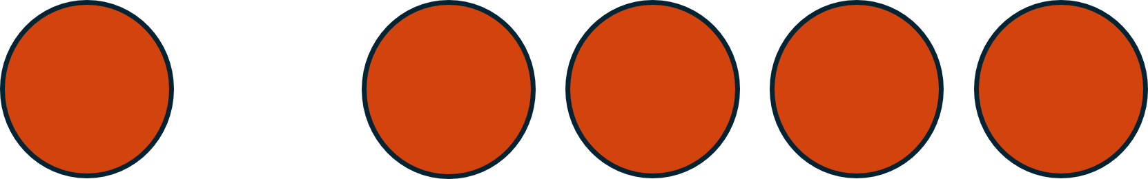 Figure shows five red circles. It is labeled minus 1 minus 4. 1 negative plus 4 negatives is 5 negatives. The answer is minus 5