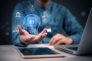 Artificial intelligence for financial analytics and banking. AI, fintech, and machine learning drive investment automation and digital finance optimization on mobile and desktop.