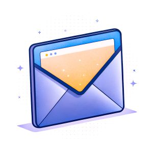 Blue mail envelope icon on white background, a symbol for email communication.