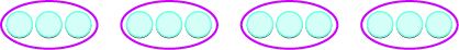Four red ovals are shown. Inside each oval are three grey circles.