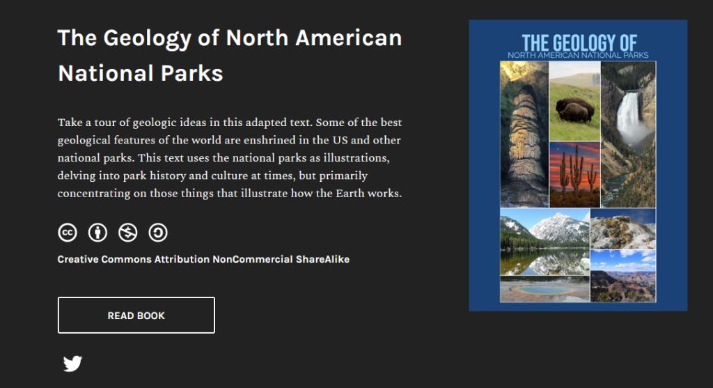 Webbook view of the Geology of North American National Parks on UTSA Pressbooks